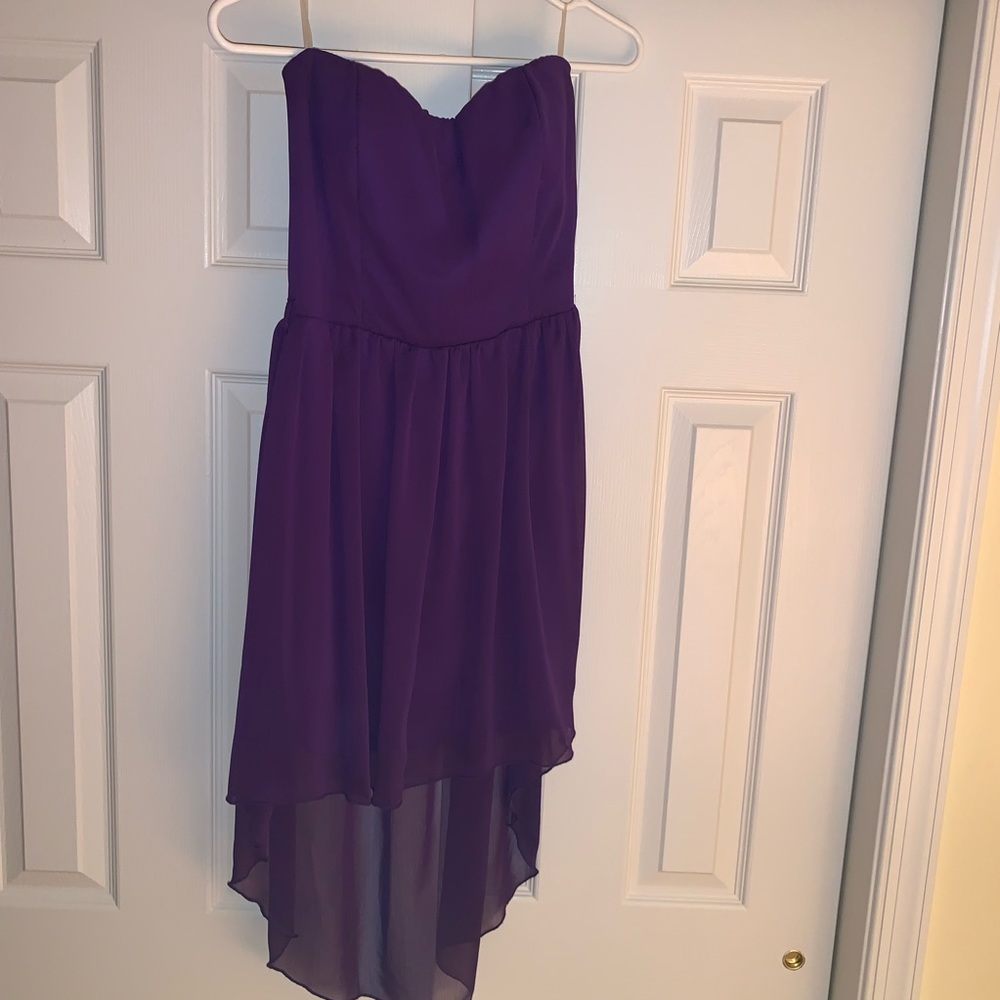 purple high low dress